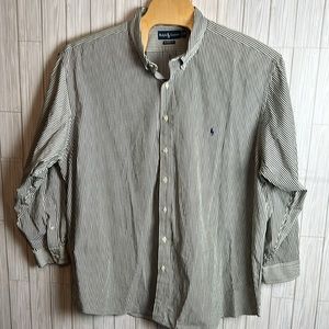 Ralph Lauren‎ Men’s Green Striped Button Down Long Sleeve Shirt Size 3XB